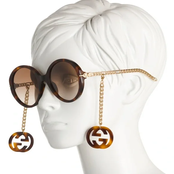 NWT GUCCI 56 mm Brown Multi Sunglasses with logo charms. - Picture 14 of 14